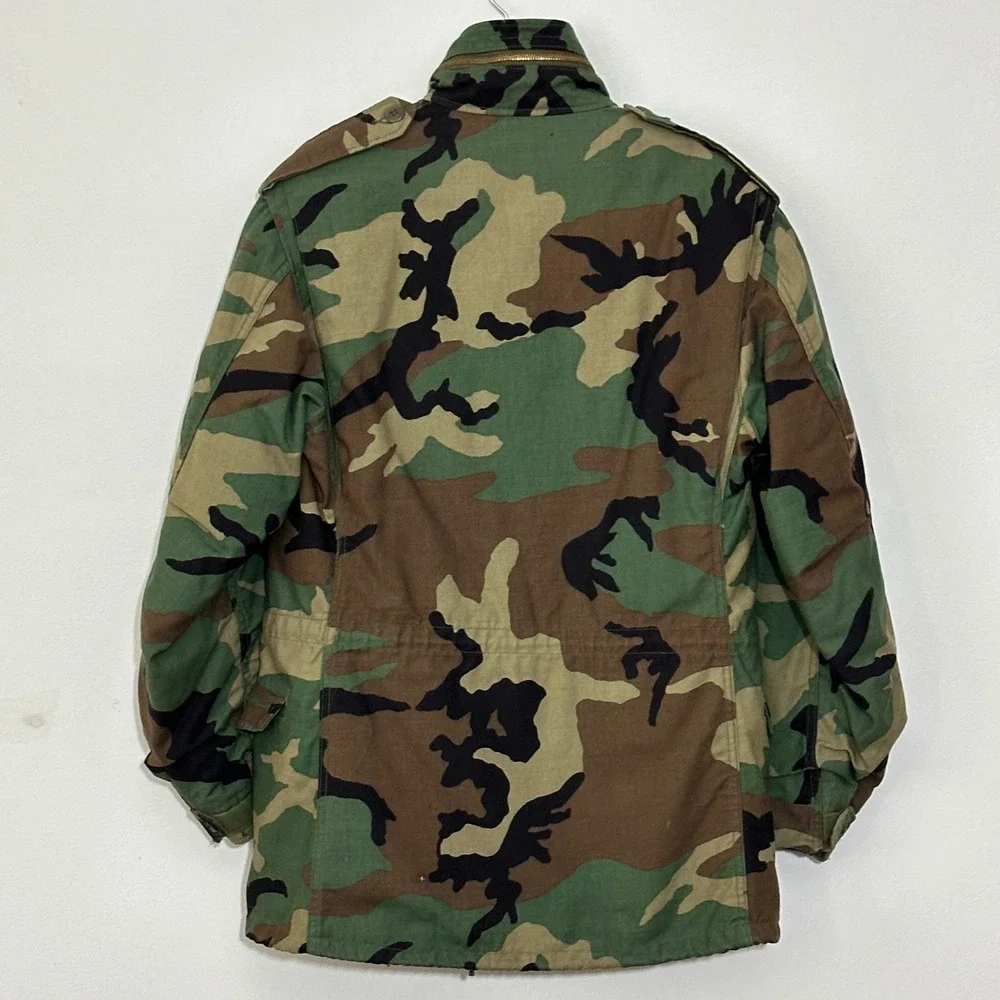 VTG 1974 US Army M-65 Field Jacket S Woodland Camo Coat Liner Military Tactical